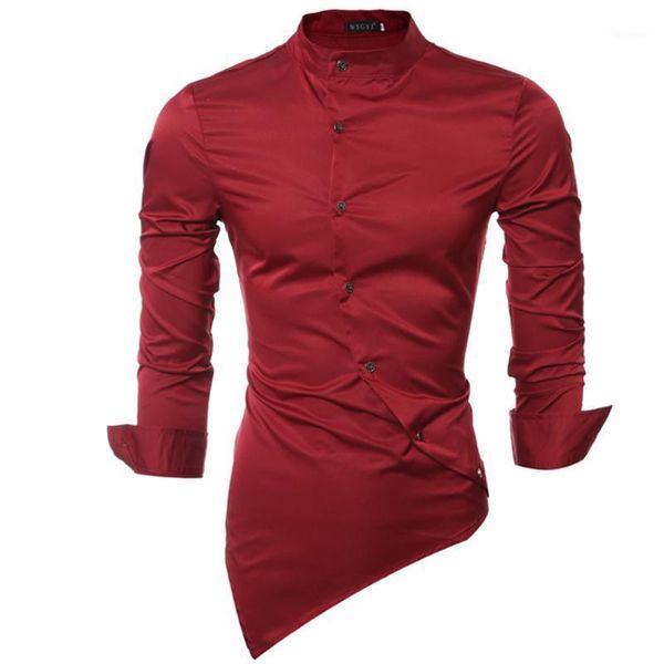 

men shirt 2021 male long sleeve shirts casual mens personality oblique single-breasted slim fit dress shirts mens101, White;black