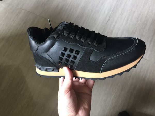 

заклепки из натуральной кожи камуфляж плоские обувь мужчины и женщины повседневная обувь кроссовки любители обувь унисекс размер кроссовки, Black