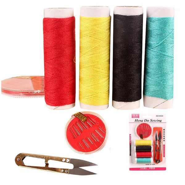 

sewing notions & tools 1 set home travel thread threader needle tape measure scissor storage box kit1, Black