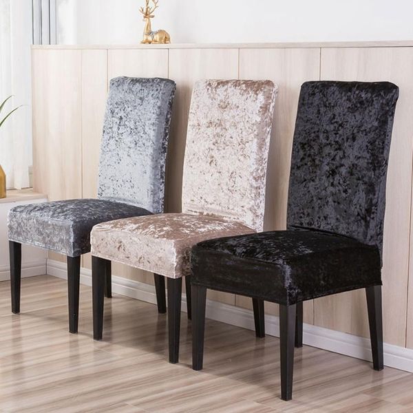 

2021 new style velvet fabric chair cover universal size stretch slipcovers elastic seat chair covers restaurant banquet l#ll1