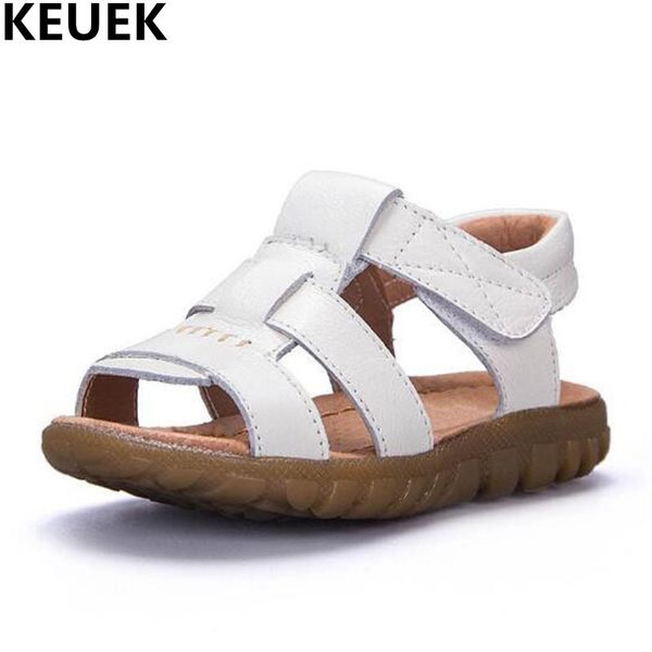 

new summer children genuine leather kids boys girls baby beach shoes toddler student flat sandals 019, Black