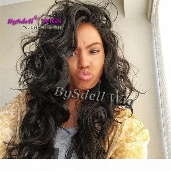 

brazilian human hair full lace heat resistant wig with baby hair glueless body wave wavy lace frontal wig for black woman