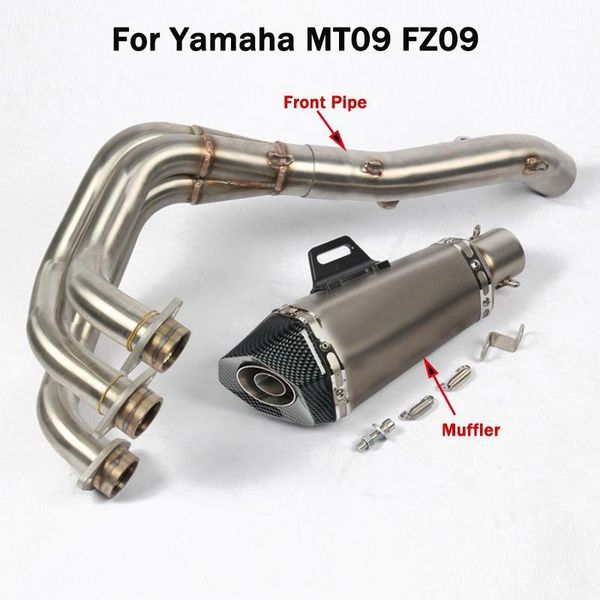 

slip on full exhaust system front header link pipe connecting tube 51mm muffler tip with db killer for mt09 fz091
