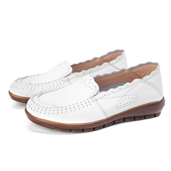 

новая мода кожа коровы обувь женщины flats 2020 весенняя мода комфортное женщины плоские туфли покрытием мягкое дно casual, Black