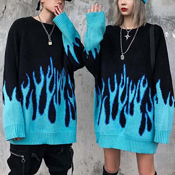 

hip-hop pullover sweater for women streetwear long sleeves solid loose knitted sweater t-shirt jumer clothing, White;black