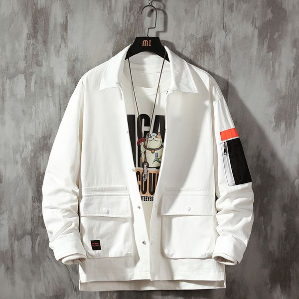 

mens clothing cargo jacket men 2020 patchwork side pockets windbreakers hip hop japanese streetwear jackets for men, Black;brown