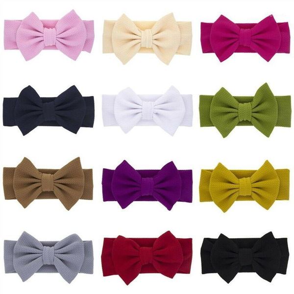 

newborn baby girls lovely cute headband turban headbands elastic princess gifts bow-knot hair band accessories solid 12 colors1, Slivery;white