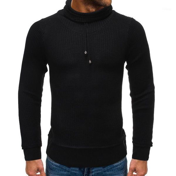 

men turtleneck half cotton jumper autumn spring warm solid slim fit long sleeve clothes knitted casual male sweater dropshopping1, White;black