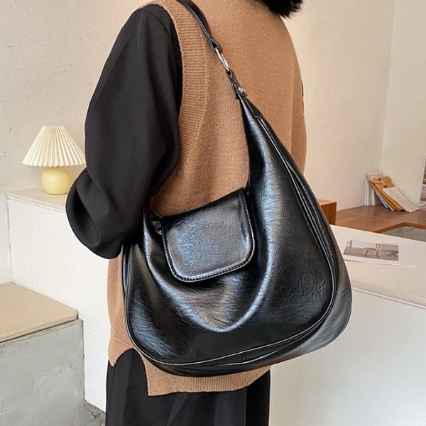 

vintage pu leather shoulder bags high capacity total bag lady winter trending handbags and purses