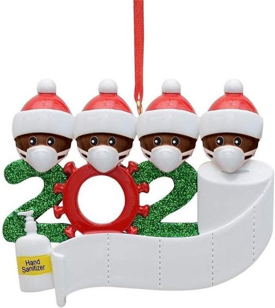 

party black 2020 decoration quarantine person christmas santa personalized family of ornament pandemic with face masks hand sanitized k94s