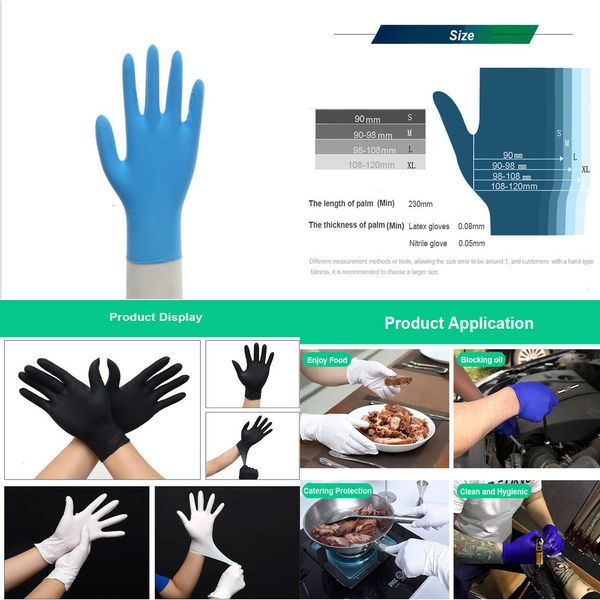 

100 pcs cooking glove prep work disposable nitrile / kitchen food waterproof service clean2g4c 1vv02