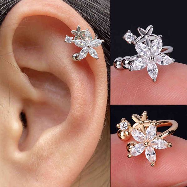 

new zircon crystal wrap ear cuffs ring fake non piercing women bicycle punk rock bar light cartilage clip adjustable 1pc, Golden;silver