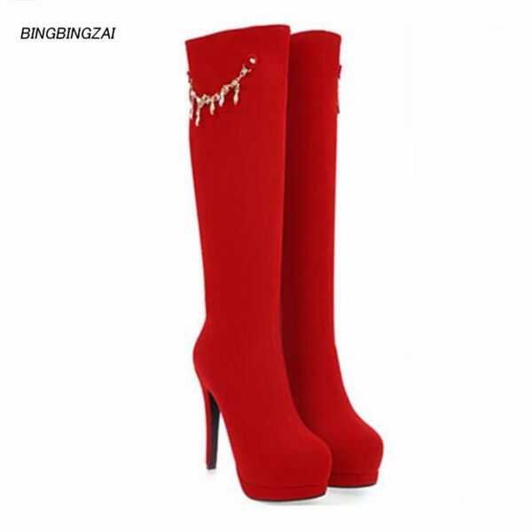 

new pattern europe and america extra large code women's boots 13cm thin heels elastic boots waterproof 3cm superior quality1, Black
