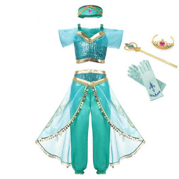 

muababy summer girl dress arabian princess dress up costume children sleeveless sequin clothes kid party fantasy lj200825, Red;yellow