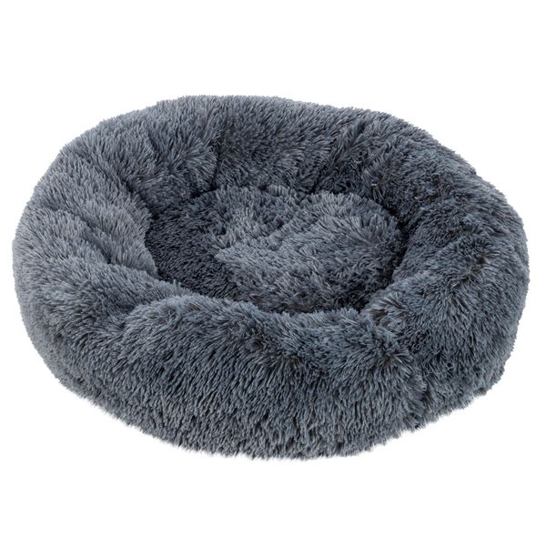 

hobbyzoo] pet dog cat calming bed warm soft plush round navy suitable for 10kg or below pets