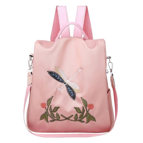 

school backpack waterproof simple polyester hairball female shoulder bag outdoor women's bag solid pink fashion travel classroom