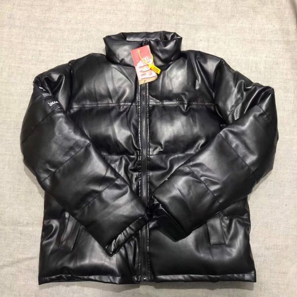 

thick warm pu padded coat kahki pu leather jacket outerwear elegant lady long sleeve parka winter autumn men 8800, Black;brown