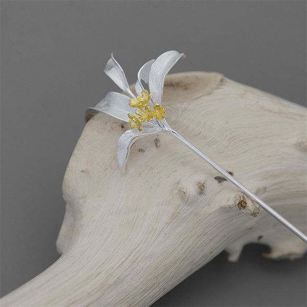 

inature 925 sterling silver violet flower leaf brooch pin fashion jewelry wedding party accessories 201009, Gray