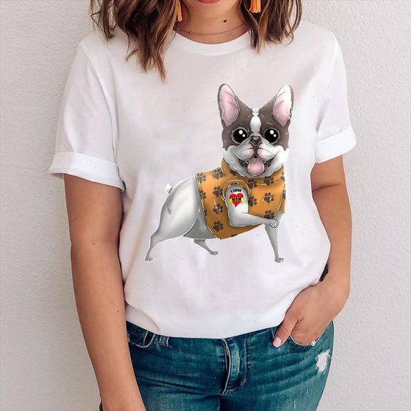 

women graphic dog paw cartoon kawaii pet funny fashion animal 90s clothes lady tees print clothing female tshirt t shirt, White
