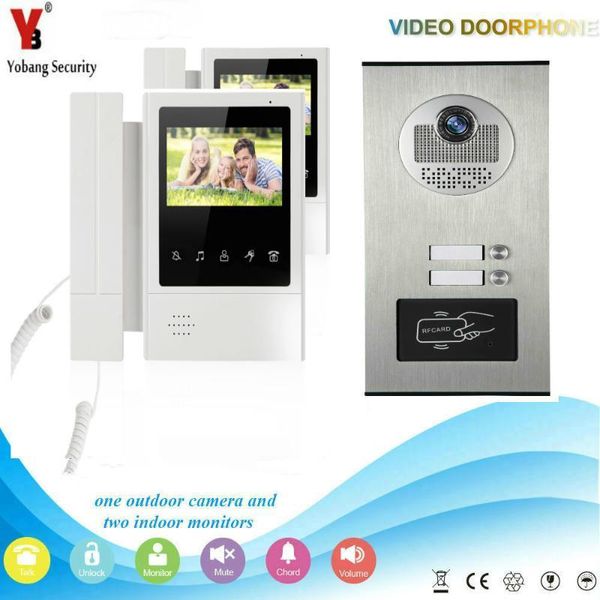 

video door phones yobang security 2 units apartment/flat rfid intercoms electronic doorman with camera home phone doorbell system1