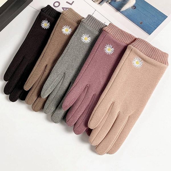 

lady stretch coral fleece glove women plush thicken winter warm gloves daisy breathable outdoor charm accessories, Blue;gray