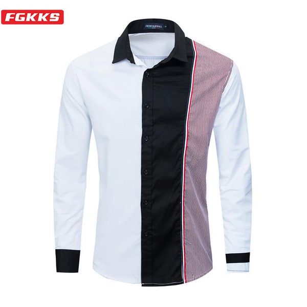 

men's casual shirts fgkks spring men fashion shirt eu size outdoor wild brand clothing business male, White;black