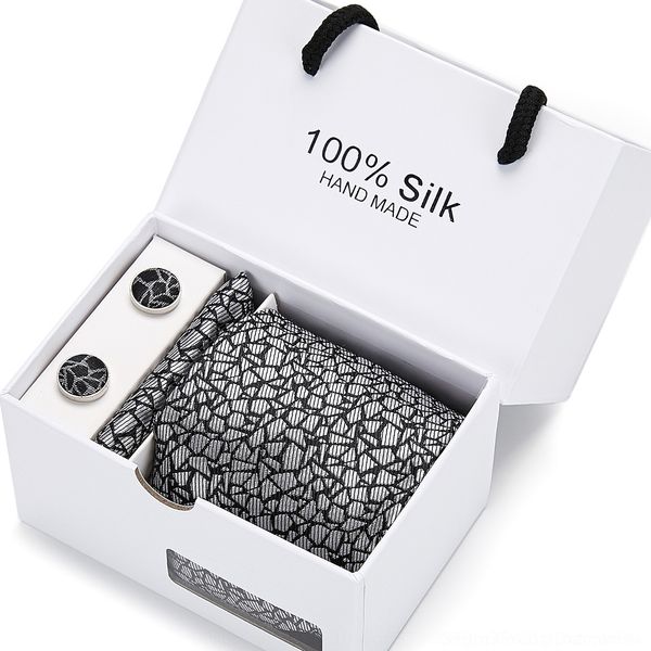 

hidj vangise brand new shipping tie set necktie polyester handmade classic dress necktie box gift set packing red box dots male 201027, Black;blue