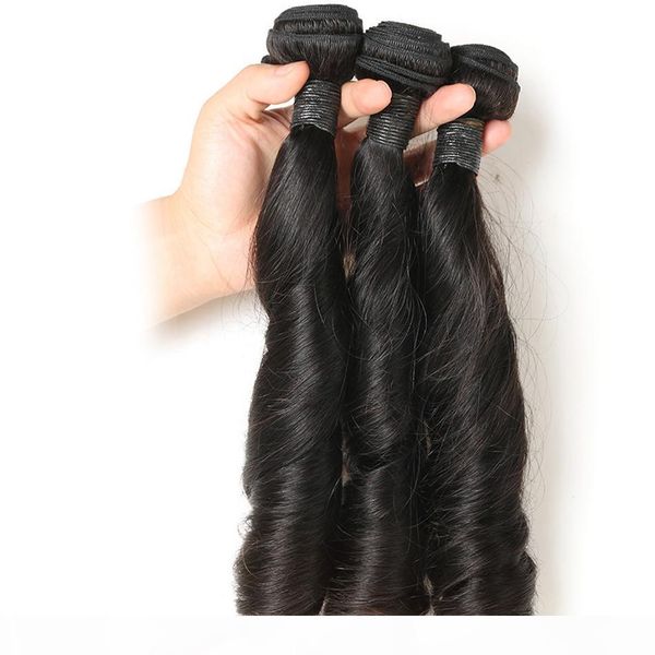 

горячий нет обработки бразильской девственной наращивание волос человеческих фунх 3 пучков волос надувной волны для женщины, Black