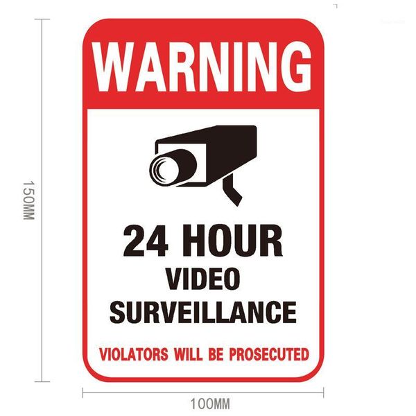 

1 piece home store security supplies 24 hour video surveillance camera system warning sign self-adhesive wall decal stickers1