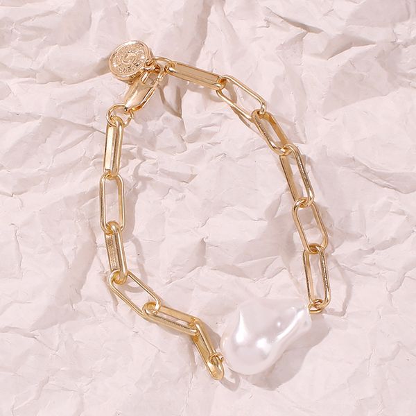 

b1130 selling gold pearl pendant gold fashion trend pearl pendant alloy bracelet temperament versatile clasp bracelet girl kkfbm, Golden;silver