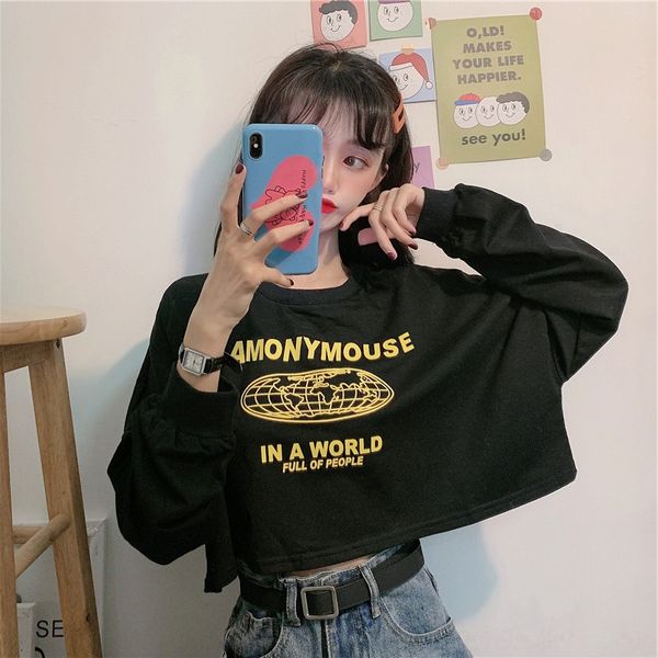 

2020 top верхняя куртка короткая jacketnew корейский свободный короткий toploose autumn женщин и молодых женщин дизайн чувство носить санита, Black