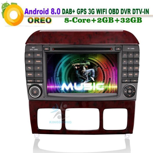 

car audio 7" android 8.0 dab+ gps dtv-in dvd autoradio wifi 3g radio player for s/cl w220 s280 s500 stereo dvr obd1