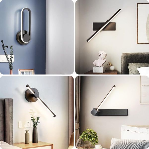 

wall lamp nordic rotatable metal led white/black bedroom light living room lights corridor sconce1