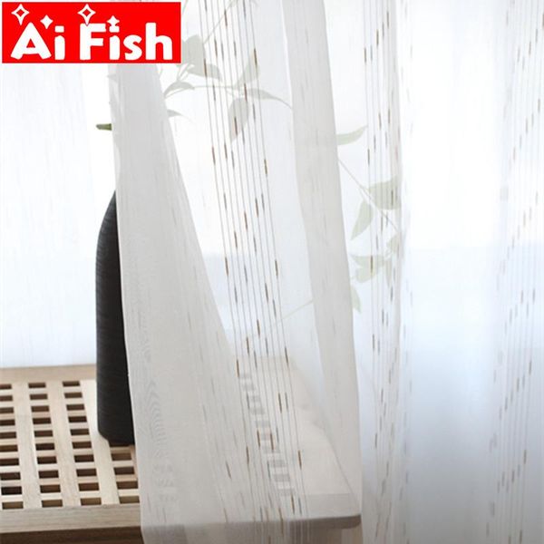 

curtain & drapes nordic white stripe sheer curtains for living room embroidered organza tulle the kitchen ap269-30
