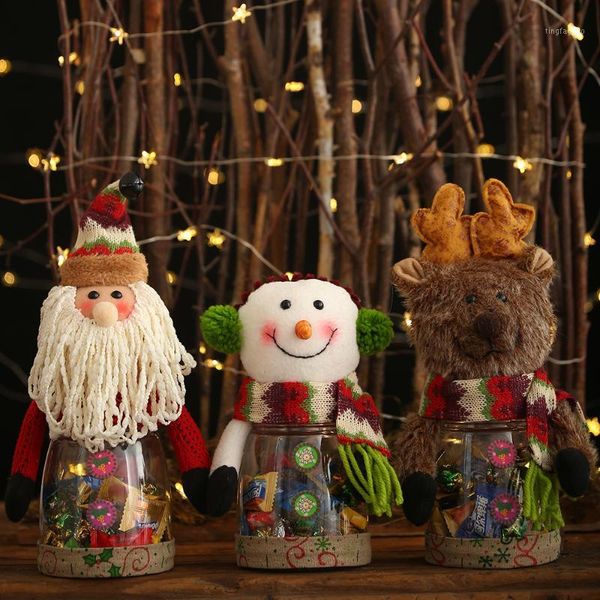 

pcs fashion transparent candy bottle santa claus snowman deer xmas decoration sugar bowl kids children gift1 christmas decorations