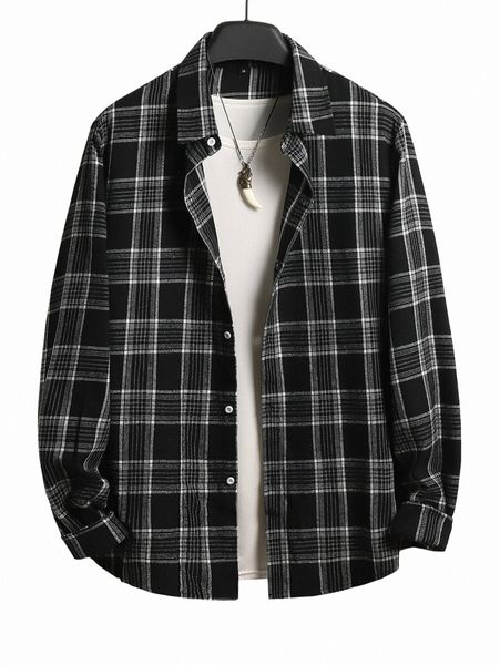 

men plaid print shirt without t2qt#, White;black
