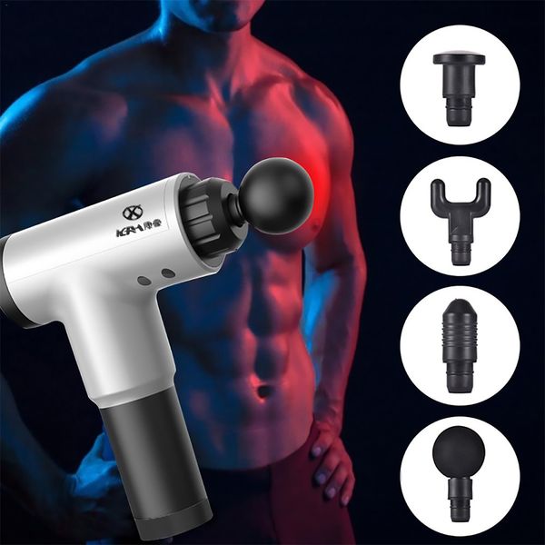 

muscle massage gun sport therapy massager body relaxation pain relief slimming shaping massager 4 heads with bag