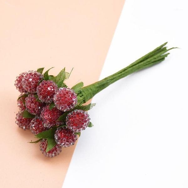 

mini christmas frosted artificial berry vivid red holly berries christmas tree decorative artificial flowers double heads1