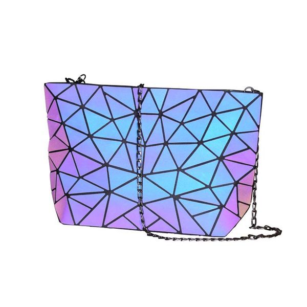 

women bag of sling geometric luminous shoulder bag female shoulder strap female bolsas feminina holographic laser bucket