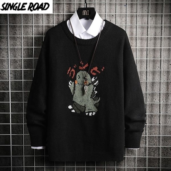 

singleroad mens knitted sweater men winter anime jumper oversized harajuku japanese korean pullover black sweater for men 201105, White;black