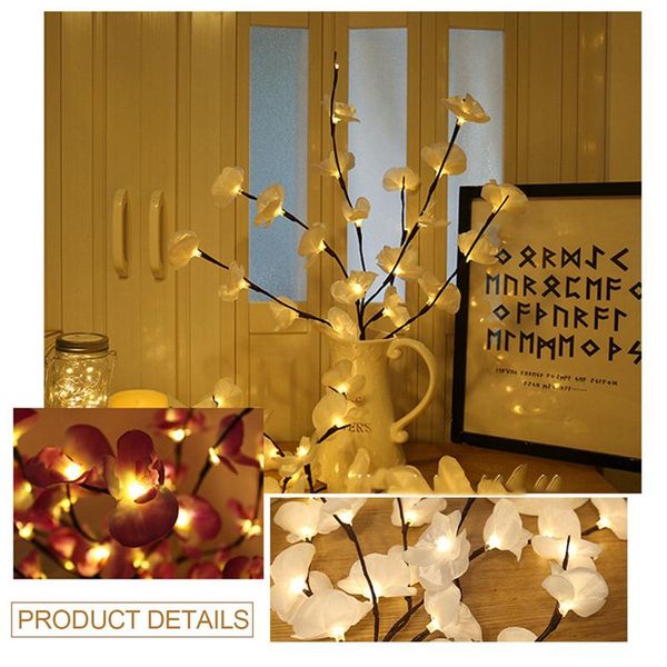 

73cm led моделирование orchid branch свет 20 шариков рождество vase filler цветочный свет holiday garden party desktop декор свет wmtwld