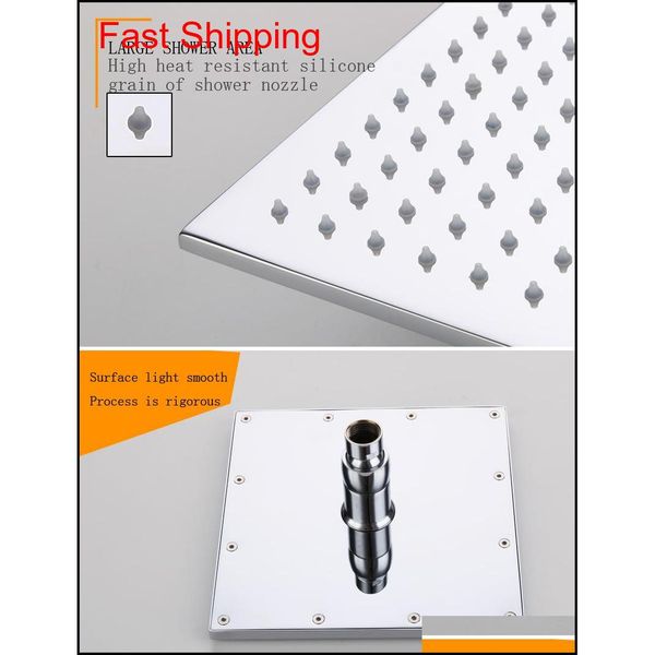 

overhead led rainfall shower head 12 inch bathroom square brushed nickle qylmjf yh_pack
