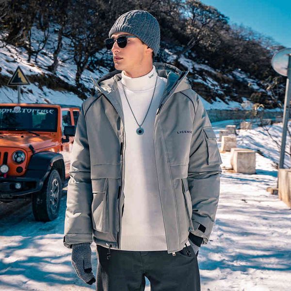 

english baron 90 down white duck down jacket men's winter new thickened warm jacket hooded men's down jacket, Black