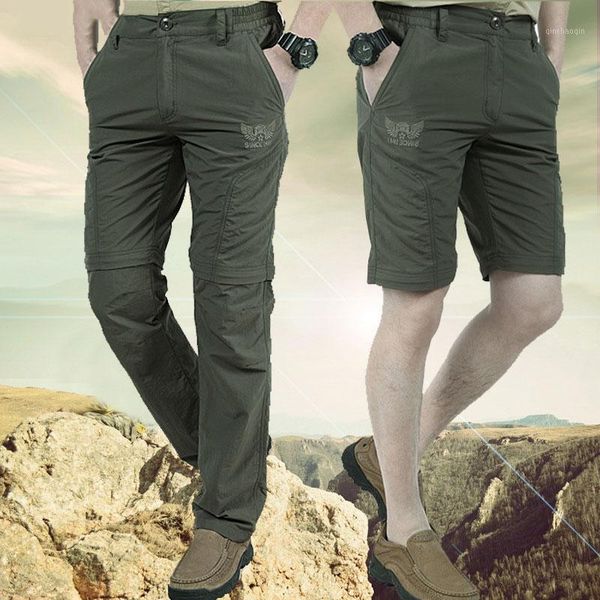

outdoor pants summer men quick dry hiking teenagers multi-pocket removable shorts sports cargo trousers m-4xl pants1, Black;green