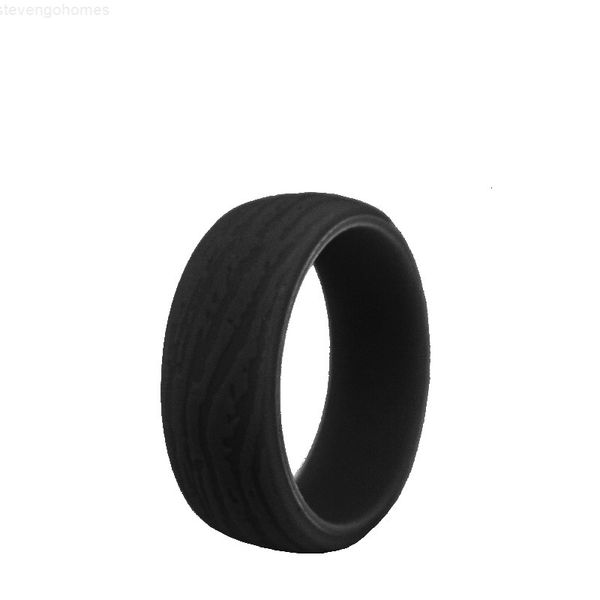 

bark men's band 8.7mm rings tree flexible rubber silicone ring rustic wedding bands 5 colors, Silver