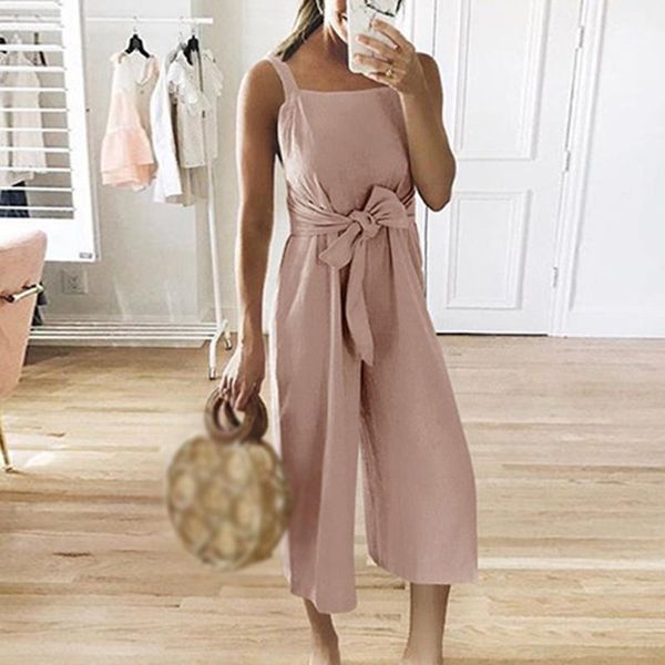 

2019 new summer sleeveless romper fashion strappy overalls women jumpsuit1, Black;white
