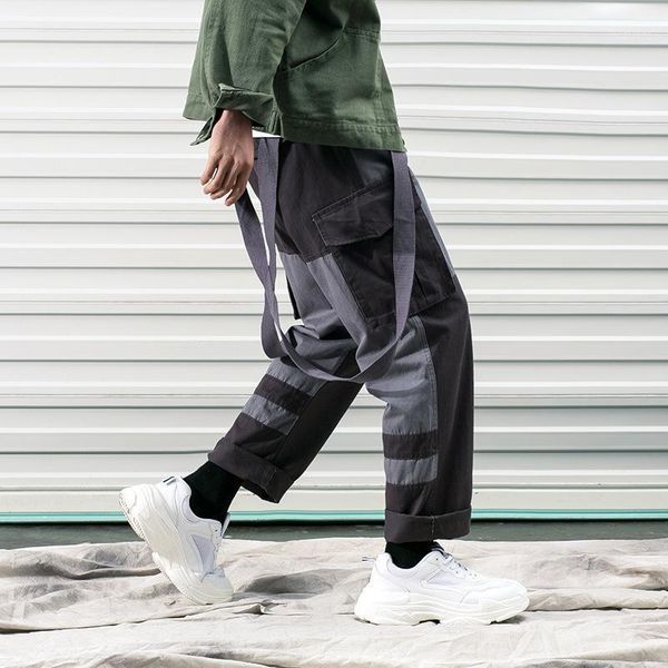 

ribbons harem joggers men cargo pants streetwear hip hop casual pockets track pants male harajuku fashion trousers black1, Black