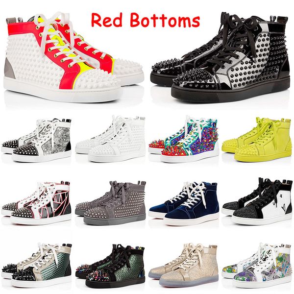 

red bottoms designer sneakers luxurys junior studded spikes loafers suede leather casual shoes red bottom flat trainers size us 13, Black