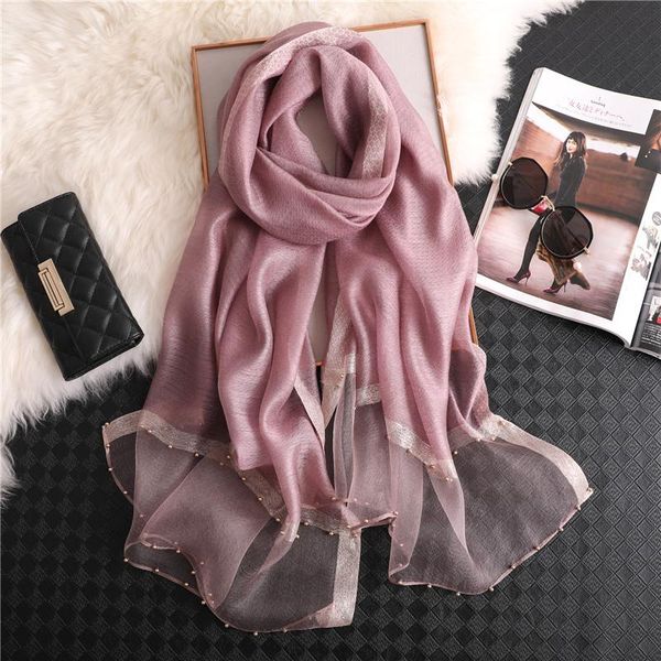 

дизайнерский бренд шарф женщин роскошные лето шелковые шарфы леди шаль wrap хиджаб foulard женский бандана пашмины pearl jewel оголовье bbyl, Blue;gray