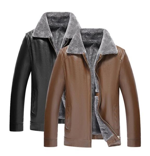 

men's fur & faux mens leather jacket motorcycle thicken pu coat men jackets middle-aged clothes jaqueta de couro autumn winter black